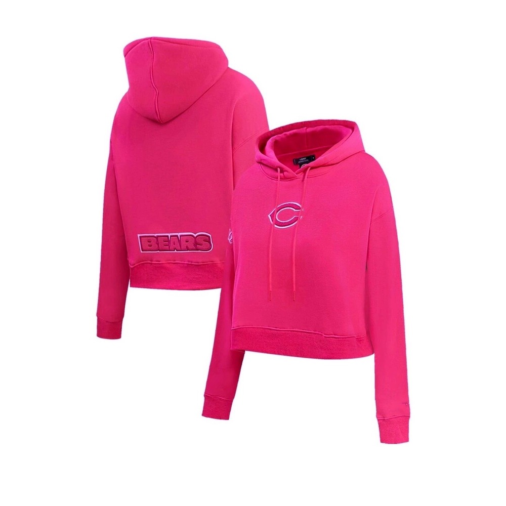 Chicago Bears‎ Pink Cropped Hoodie Sweatshirt Womens Size M Luxury Athletic